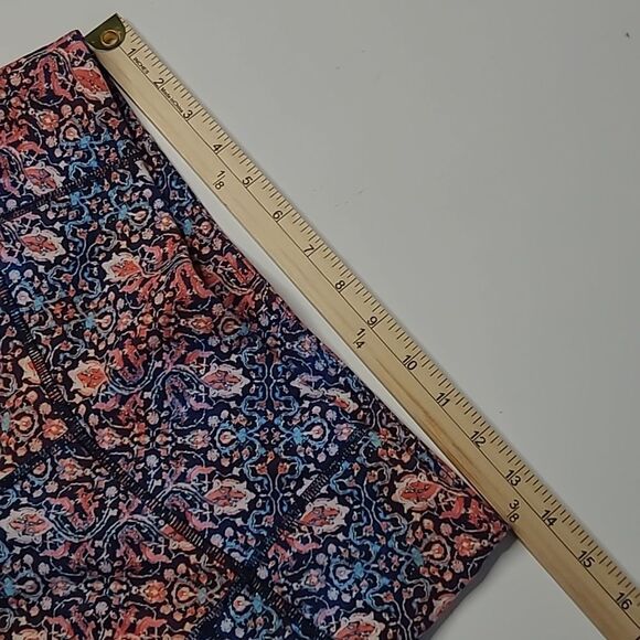 M ATHLETA CHATARUNGA pink blue coral TAPESTRY HIGH RISE LEGGINGS medium - Picture 5 of 9
